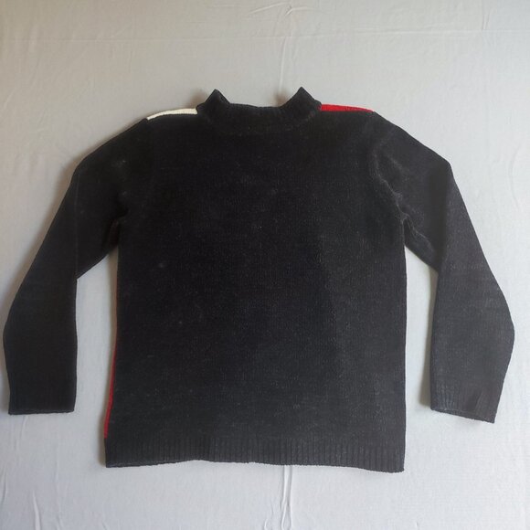 Alfred Dunner Petite crew neck knitted sweater women's size M black geo pattern - Picture 3 of 7